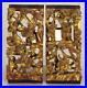 = Set of 2 Chinese Deep Carved Open Work Wood Panels, Gold on Red Figural Scenes