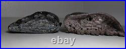 Set of 2 Vintage Antique Chinese Carved Soapstone Sculptures Double Vase Flowers