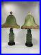Set of Antique Chinese Jade Quartz Table Lamps Carved Complete, Not working