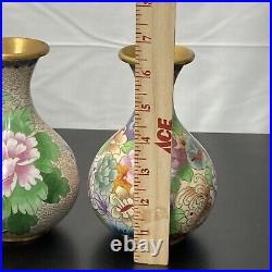 Vase Chinese Millefleur Colorful Flowers Pair Of Bud Vase Art 6.5, set of 2