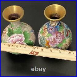 Vase Chinese Millefleur Colorful Flowers Pair Of Bud Vase Art 6.5, set of 2