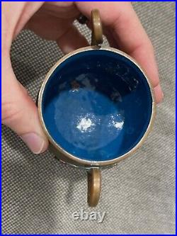 Vintage Antique Chinese Copper & Enamel Tea Set Including Tray