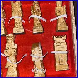 Vintage Antique Wooden Hand Carved Asian Chinese Chess Set