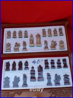 Vintage Antique Wooden Hand Carved Asian Chinese Chess Set