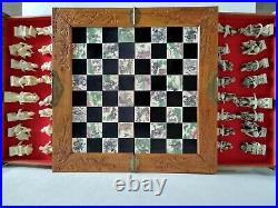 Vintage Antique Wooden Hand Carved Chinese Chess Set