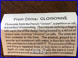 Vintage Chinese Cloisonne Salesman Sample Set 7 Pieces Plus Wood Bases in case
