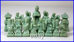 Vintage Chinese carved Kwangyin figure soapstone chess set
