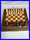 Vintage Very Nice Complete Wood Asian Chess Set & Board With Beautiful Wood Grain